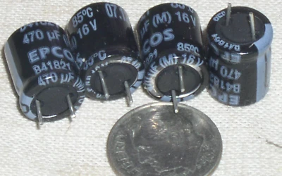 TDK 4 EPCOS 470UF/16V 470 MFD 16 VOLT ALUMINUM RADIAL ELECTROLYTIC CAPACITOR 85* USA