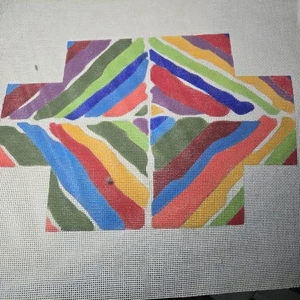 Mary Jo Cole Needleworks Colorful Design Hand Painted Needlepoint Canvas 10x14" - Picture 1 of 1
