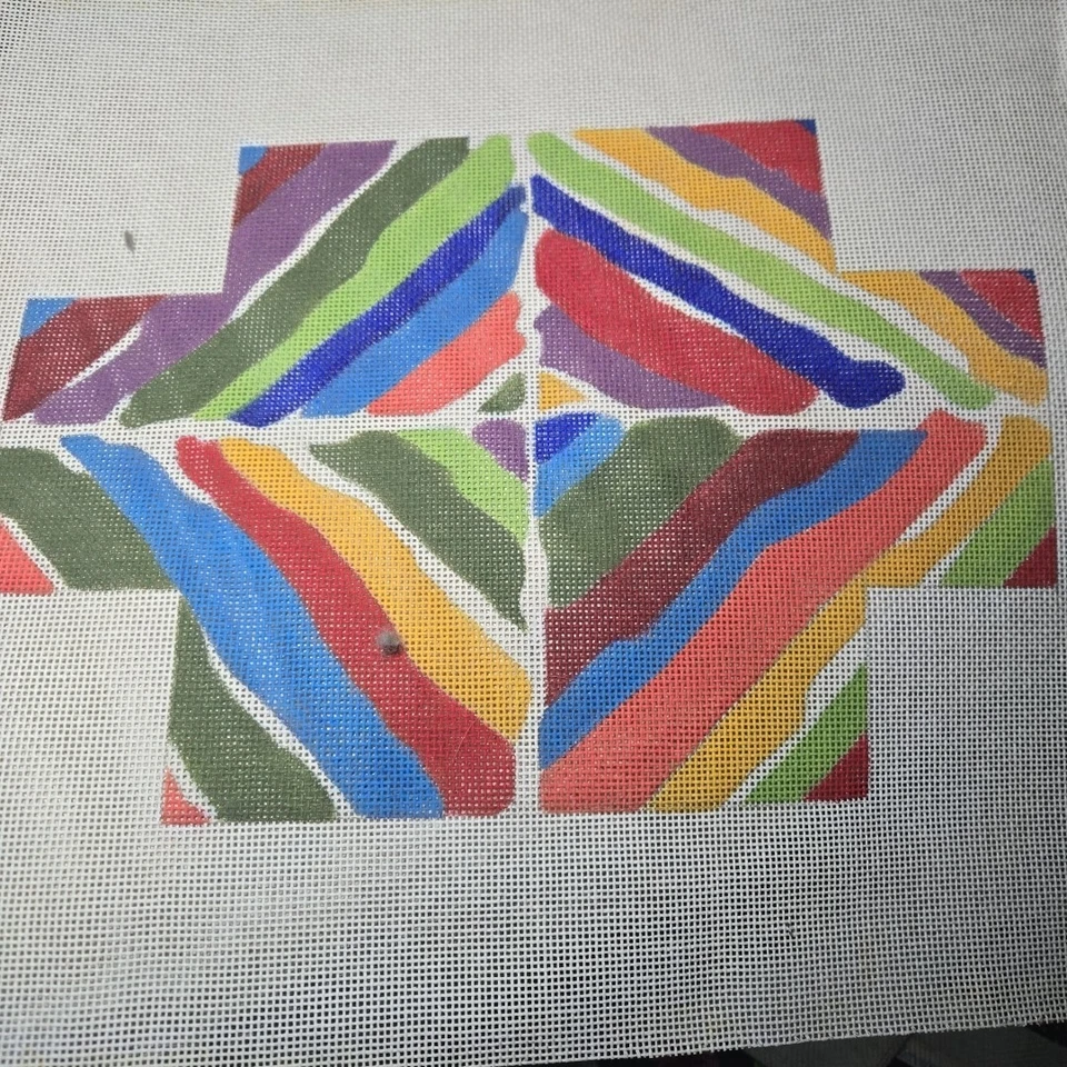 Mary Jo Cole Needleworks Colorful Design Hand Painted Needlepoint Canvas 10x14" - Image 1 of 1