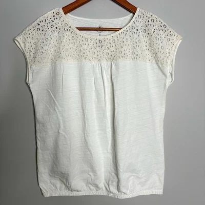 St John's Bay 女式上衣简单白色蕾丝棉质套衫无袖中号 — 第 1/4 张图片