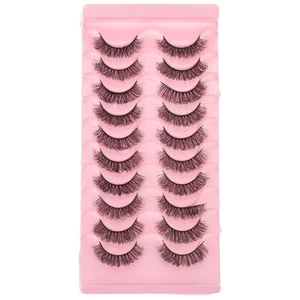 10 pares de pestañas postizas rizadas 7D a granel niña Miss racimos naturales falsos - Imagen 1 de 12