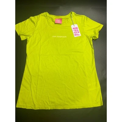 One Teaspoon NEW Fitted Logo Tee Chartreuse Green Short Sleeve Top XL - Image 1 of 4