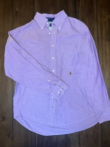 Tommy Hilfiger Hemd mit Knopfleiste Herren 16,5 34/35 Large Langarm Lila Oxford - Bild 1 von 3