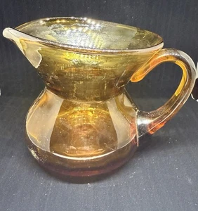 Vintage mundgeblasen braun/bernsteinfarbener Glaskrug schwer 5 Zoll - Bild 1 von 4