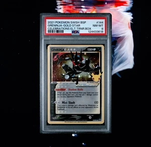 2021 POKEMON SWSH BLACK STAR PROMO #144 GRENINJA-GOLD STAR PSA 8 - Picture 1 of 3