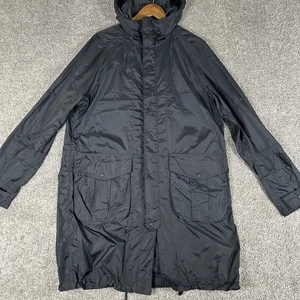 Barbour Rain Jacket Mens L Black Nylon Overcoat Full Zip Night Watch Collection - Picture 1 of 12
