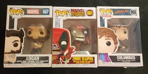 Funko Pop Logan Figure #647 X-Men Marvel Comics & Zombie Deadpool & Columbus All - Picture 1 of 12