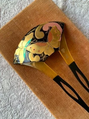 Kimono japonés Kanzashi horquilla Makie Suishin mariposa vintage Foto 1 de 4