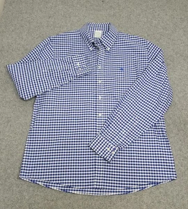 Brooks Brothers Milano Shirt Mens XL Blue White Gingham Fit Non Iron Business - Picture 1 of 17