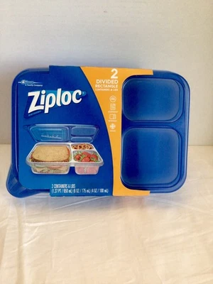 Paquete de 2 recipientes de comida Ziploc DIVIDIDOS tapas Snap 'n Seal 2016 NUEVO preparación de comidas Foto 1 de 4