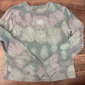 Abercrombie Kinder Mädchen Batik Langarmshirt Größe 11/12 lila blau Logo GUC - Bild 1 von 6