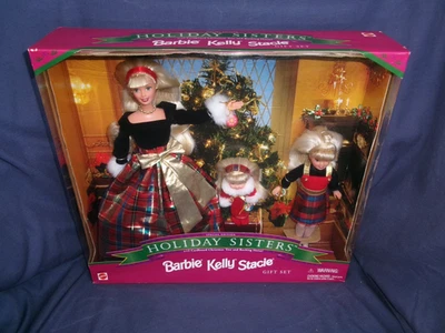 VINTAGE MATTEL 1998 HOLIDAY SISTERS BARBIE KELLY & STACIE DOLL  #19809 GIFT SET! - image 1 of 4
