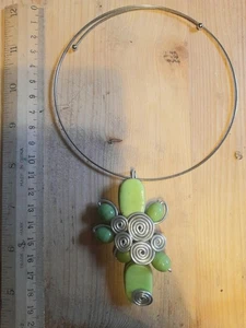 Lime & Silver Wire Choker - Picture 1 of 5