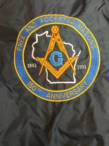 VTG Masonic Freemason Lodge Blue Nylon Sports Golf Jacket XL Superior WI Mason - Picture 1 of 10