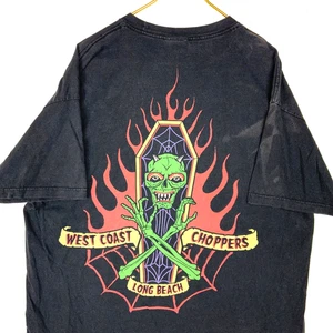 Vintage West Coast Choppers T-Shirt 2XL Black Double Sided Skeleton Coffin Y2K - Picture 1 of 10