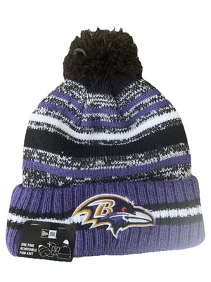 Baltimore вороны вязаный зимняя шляпа Beanie New Era крышка поля съемный помпон новый с Ярлыками - Изображение 1 из 4