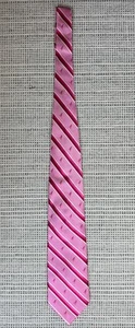 NEW Wolfmark Neckwear Mens Silk Pink Striped Breast Cancer Awareness Neck Tie - Picture 1 of 15