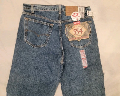 Vintage 1990’s Levi’s 554 Loose Fit  Straight Leg Jeans, Deadstock NWT 34x34 USA - Image 1 of 4