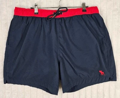 Abercrombie & Fitch Stretch Navy Blue & Red Swim Trunk Shorts Size XXL - Image 1 of 4