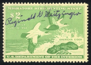 RW24 DUCK STAMP 1957 American EIders Migratory Hunting Permit CV $12.50 Used - Picture 1 of 1