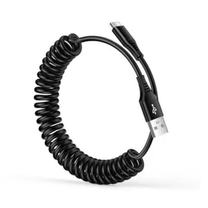USB to Type C Coiled Cable 6FT for Samsung Galaxy S24 Ultra S23 S22 S21 FE A15 - Picture 1 of 8