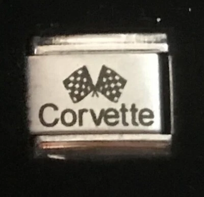 Corvette Racing Banderas Láser Italiano Charm Link 9MM K47 Estilo CR Foto 1 de 2