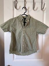 Cherokee Kids Boys Size Small 6 7 Green plaid short sleeve button down shirt