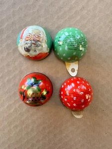 Vintage Regal Biscon Imports Tin Christmas Candy Containers Lot Santa & Bells - Picture 1 of 6