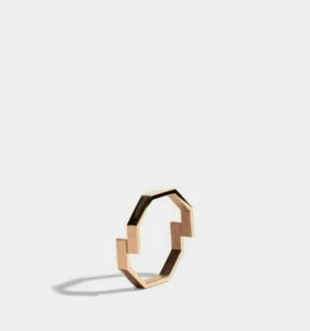 Double Octagon Gold Ring 14k Solid Gold Ring Minimalist Geometric Design Ring. - Picture 1 of 12