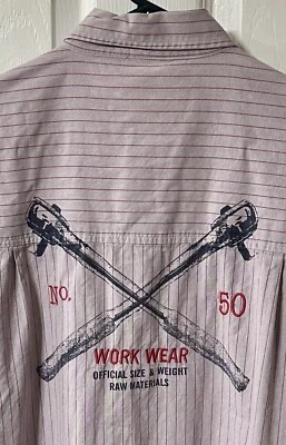 G-Unit Tools of the Trade Work Wear Button Up SS Shirt Red Pinstripes Men’s 2XL - Image 1 of 4