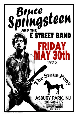 BRUCE SPRINGSTEEN 1975 THE STONE PONY Gig Poster Asbury Park NJ CONCERT POSTER - Image 1 of 3