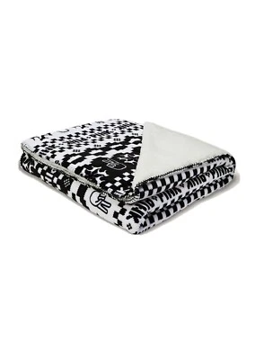 Victoria's Secret Sherpa Blanket Black White 50" x 60" Limited Edition Peace Dog - Image 1 of 3