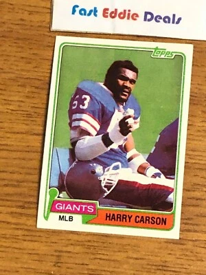 TOPPS NFL FOOTBALL 1981 HARRY CARSON CARD 475 NEW YORK GIANTS EXCELLENT - Image 1 of 2