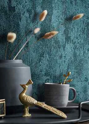 Marburg non-woven wallpaper petrol metallic solid structure 34278 (€4.48/1sqm) - Image 1 of 2
