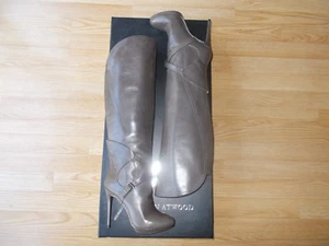 Brian Atwood Falcon Knee High Boots Snake Heels Buckle Pull On sz 6.5 M NIB - Picture 1 of 17