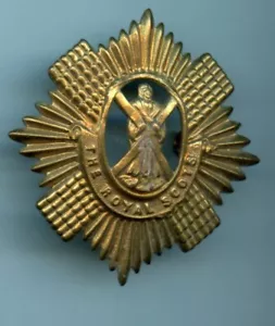 The Royal Scots Brass Scottish Cap Badge - Foto 1 di 2