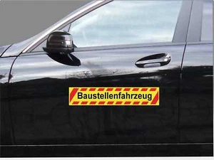 Magnetschild BAUSTELLENFAHRZEUG 30x6 dreifarbig Haftschild lackschonend Schild - Bild 1 von 5