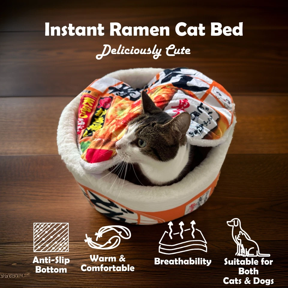 Instant Ramen shape pet bed cat bed dog bed Noodle bed calming bed cute nest bed - image 1 of 4