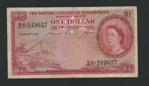 BRITISH CARIBBEAN TERRITORIES  1  DOLLAR  1964  PICK # 7c  FINE+. - Picture 1 of 2