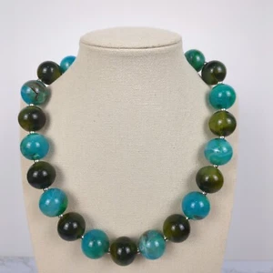 Large Green Blue Beaded Acrylic Necklace 44cm - Bild 1 von 5