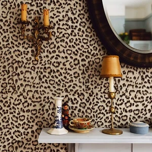 Jiffdiff Leopard Peel and Stick Wallpaper Black/Brown Vintage Animal Room Decor - Picture 1 of 10