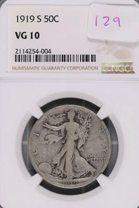 1919-S Walking Liberty Silver Half Dollar NGC VG-10 #4-004 - Picture 1 of 2