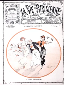 La Vie Parisienne Magazine 22 Jul  1911 Parisian Sparrows Birds Chase Women - Picture 1 of 4