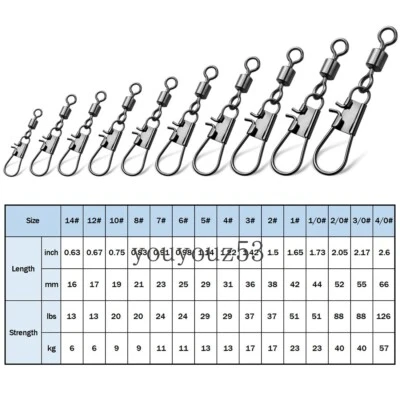 Fishing Rolling Barrel Swivel with Interlock Snap Tackle Connector 14#-4/0# - Image 1 of 4