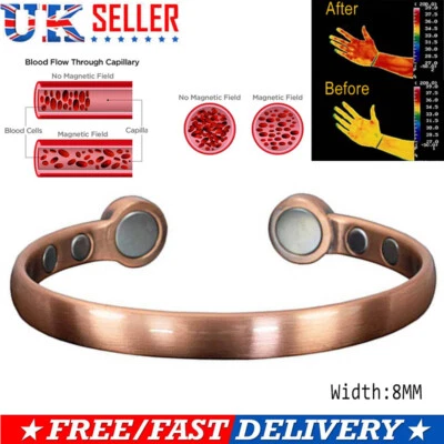 MENS PREMIUM MAGNETIC COPPER BANGLE BRACELET FOR ARTHRITIS PAIN RELIEF HEALTH