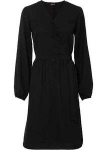 Neu Wickelkleid leichter Raffung im Rockteil Gr. 38 Schwarz Langarm Casual-Kleid - Bild 1 von 1