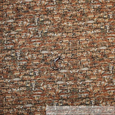 BonEful Fabric FQ Cotton Quilt Brown Tone BRICK Rock WALL Scenic Rugged Texture - Image 1 of 4