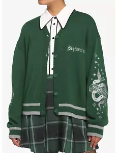 Harry Potter Button Down Slytherin Skimmer Cardigan Size M NWT - Picture 1 of 10