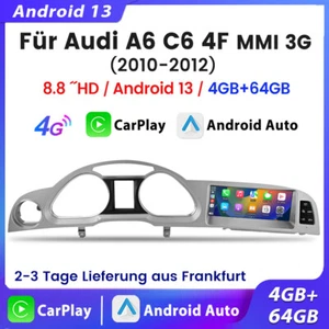 Autoradio Android 13 GPS 4+64GB per AUDI A6 C6 4F MMI 3G 2010-2012 fibra WIFI 4G - Foto 1 di 9