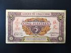French Indochina 5 Piastres 1942-1945 Pick 63 - Edges Repaired